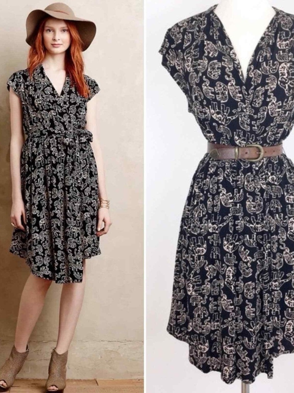 Maeve Elephant Noronha faux wrap dress